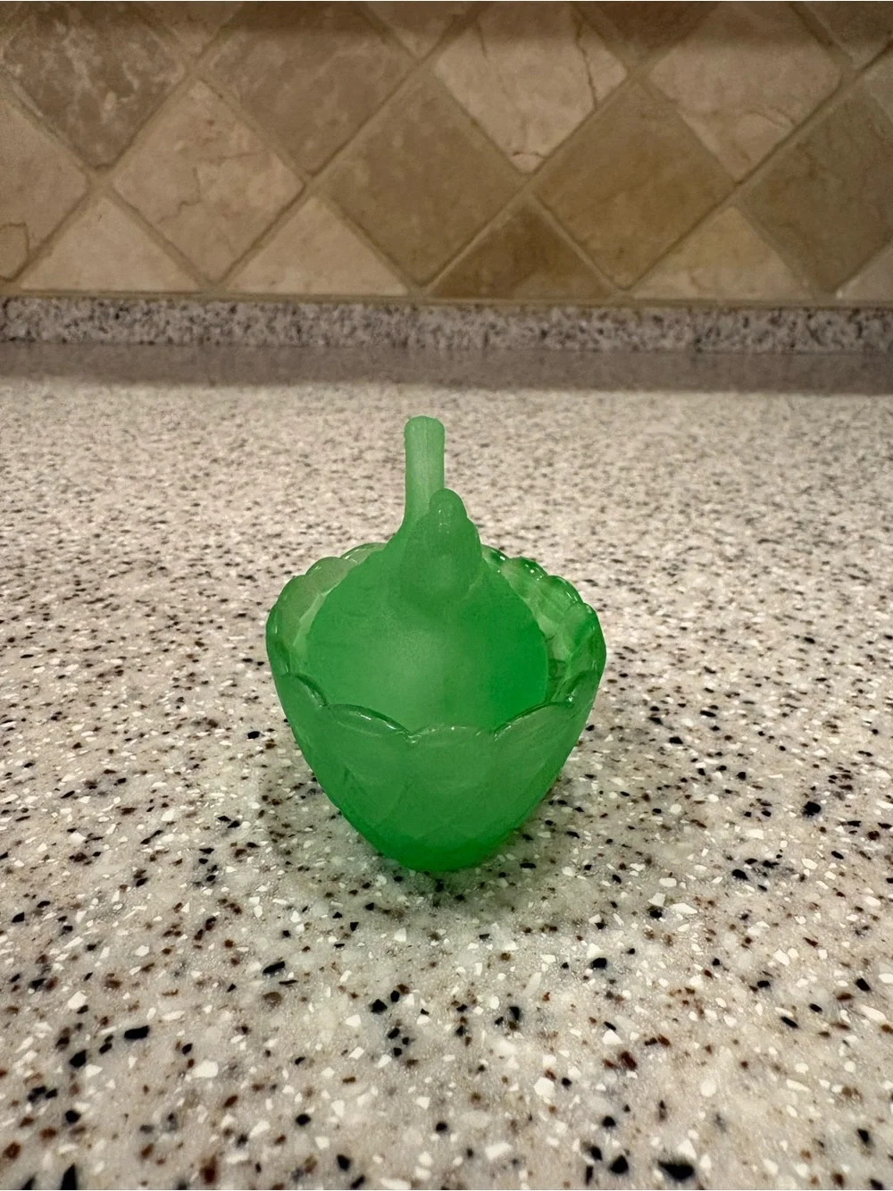 Stain frosted green glass miniature 